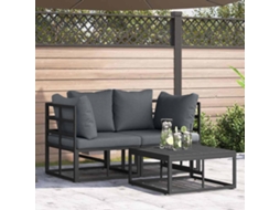 Vidaxl Conjunto de Sofá de Jardim 3 Pcs Preto Metal
