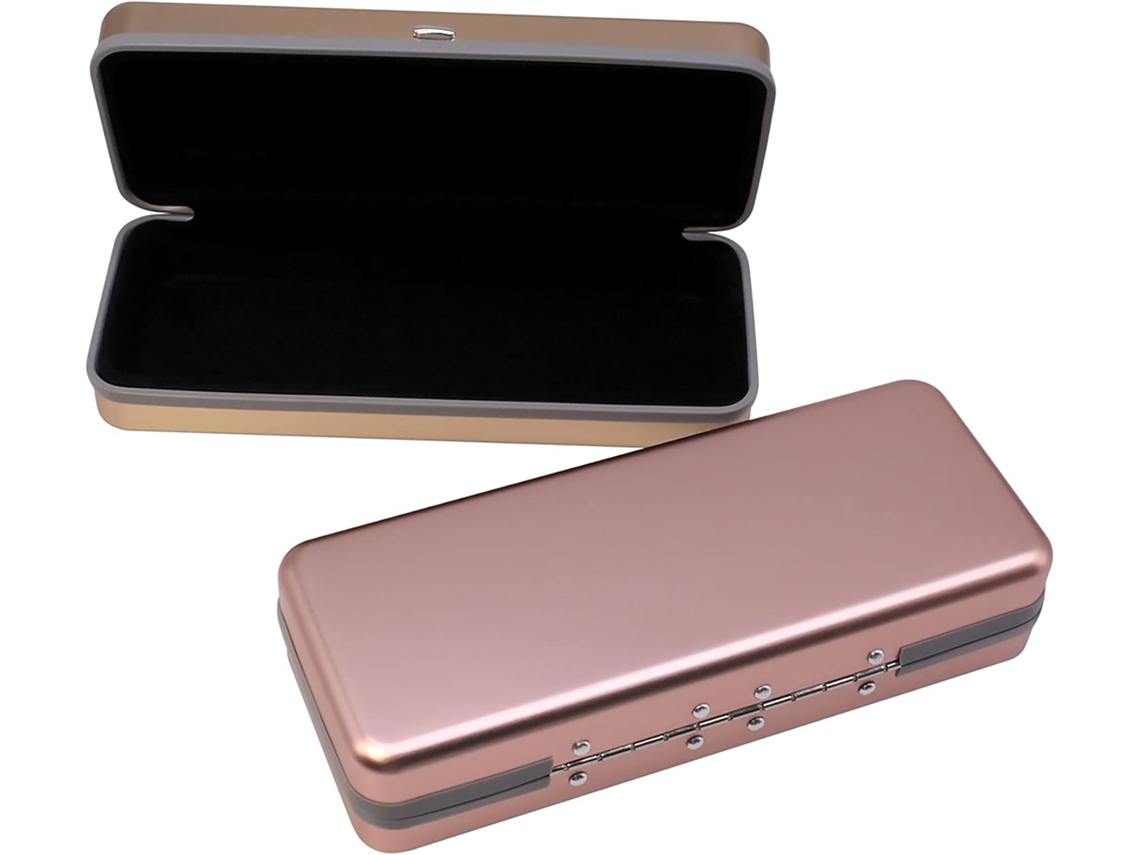 Estojo de Alumínio com Vidro, Ouro Rosa, Tamanho Grande AQUAFORGE