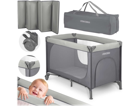 Cuna De Viaje Rk-240 125 X 65 X 78 Cm Em Cinza Claro - Conforto E Praticidade