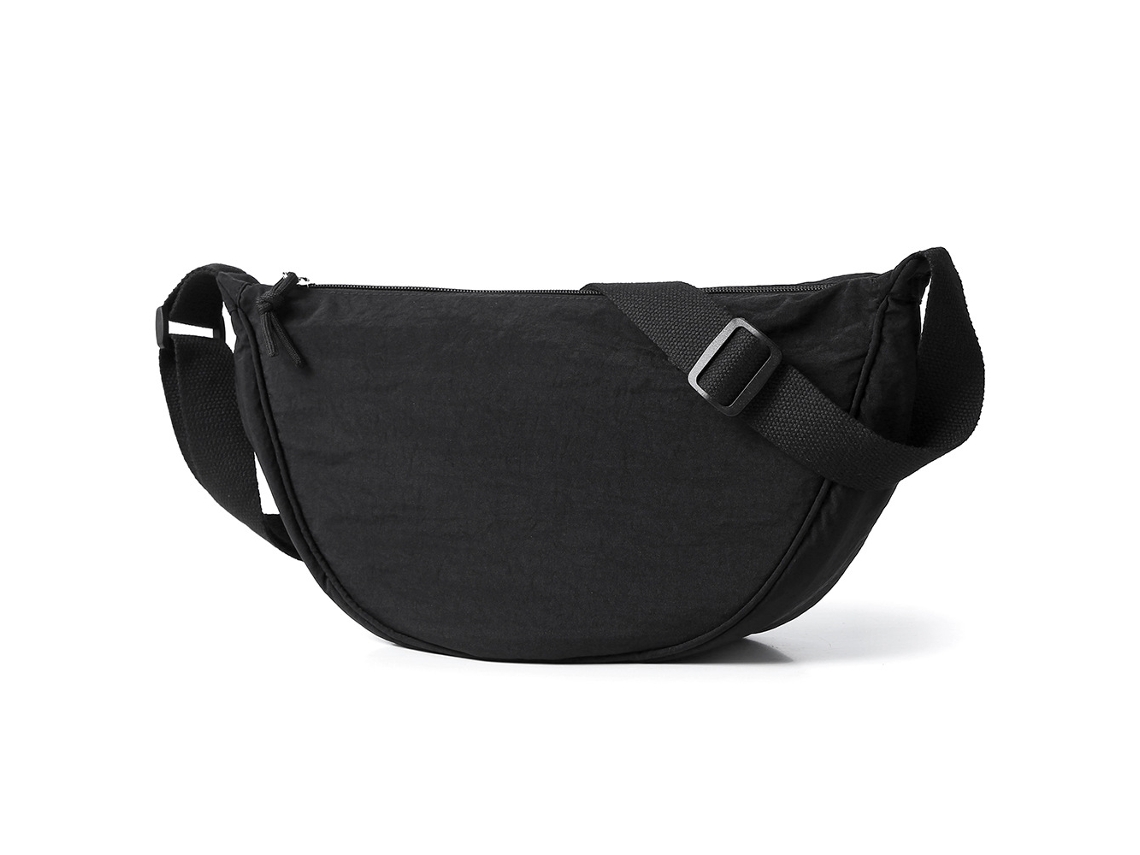 (grande, Preta) Bolsa De Ombro Plissada Em Tecido Lavado, Simples E Leve, Com Cordão Ajustável