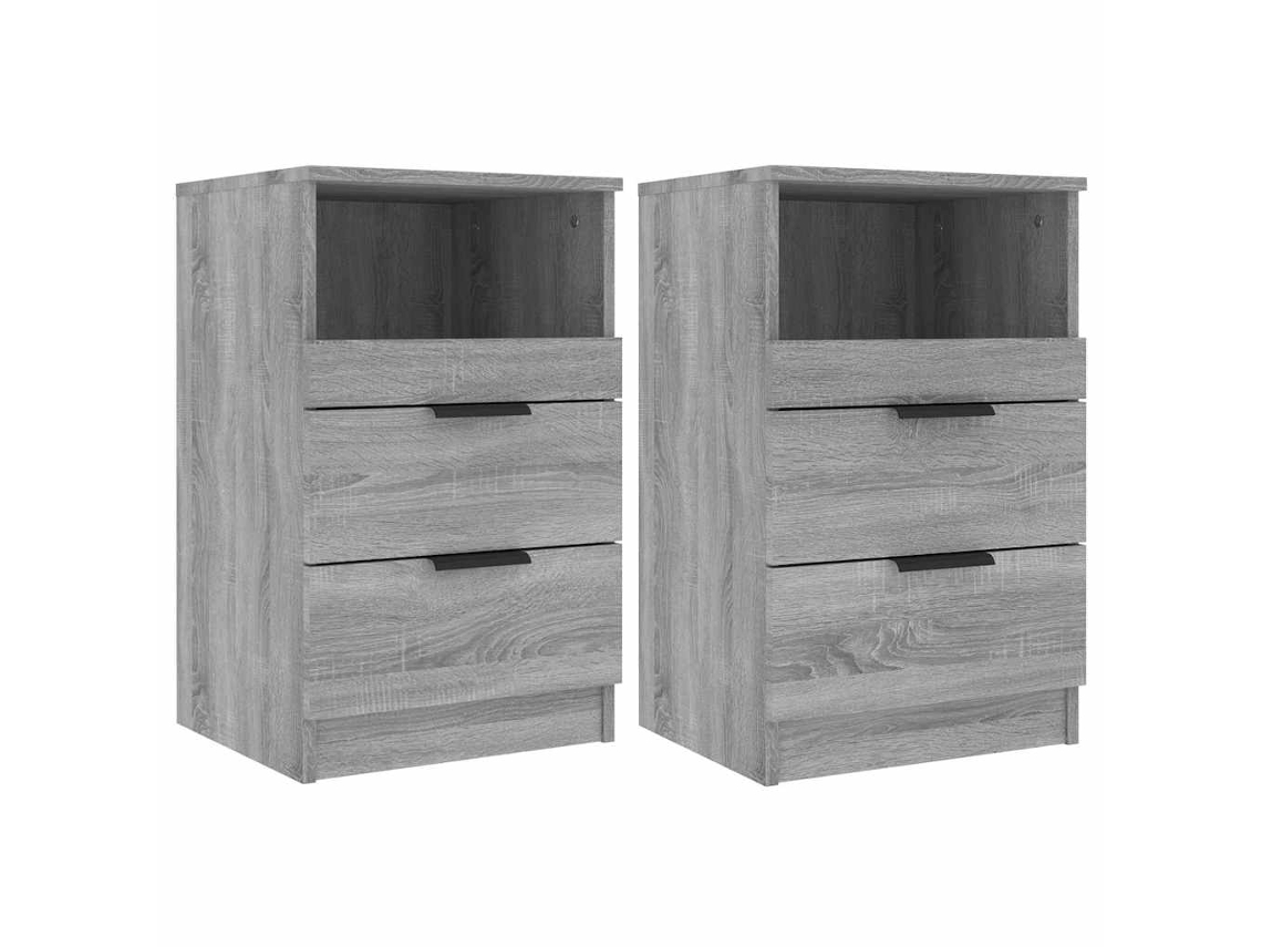 Bedside Cabinet, Bedside Cabinets Vidaxl Cinzeto Compensado (n/a)