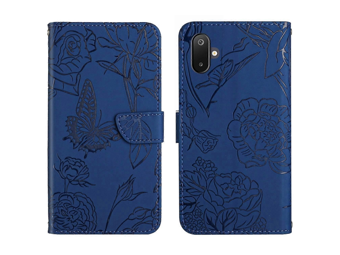 Capa De Celular De Couro Com Estampa De Borboleta E Toque De Pele