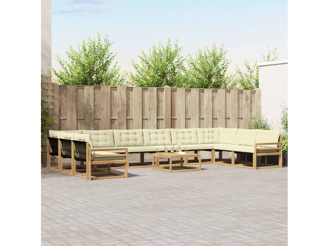 Vidaxl Conjunto De Sofás Para Exterior 11 Unid. Branco E Creme
