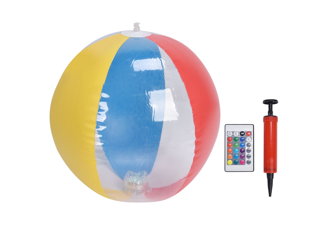 Bola de Praia Led Inflável 16 Cores com Controle Remoto Luz Flutuante para Piscina Decoração de Festa | S/MARCA