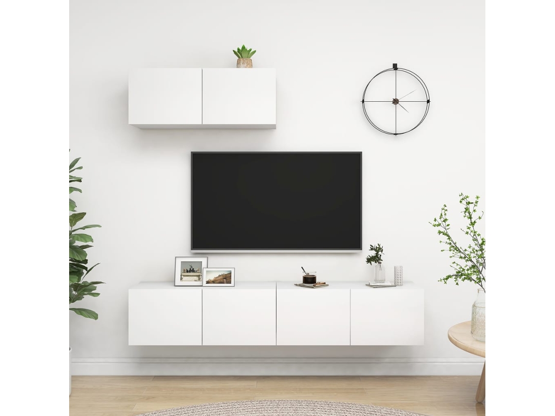 Vidaxl Móveis De Tv 3 Pcs Derivados De Madeira Branco