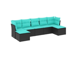 Conjunto de Sofá de Jardim, 7 Peças, Almofadas, Rattan Preto MAISON EXCLUSIVE