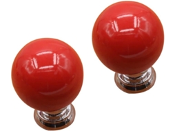 Gadpiparty 2 Peças Puxadores De Cerâmica Para Gavetas E Armários Cozinha, Design Redondo Vermelho Com Parafuso De Metal