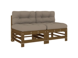 Maison Exclusive - Sofás De Centro Com Almofadões 2 Pcs Pinus Maciço Marrom-mel