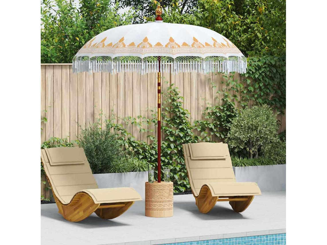 Vidaxl Parasol Balinês Com Base Creme 215 X 215 X 260 Cm