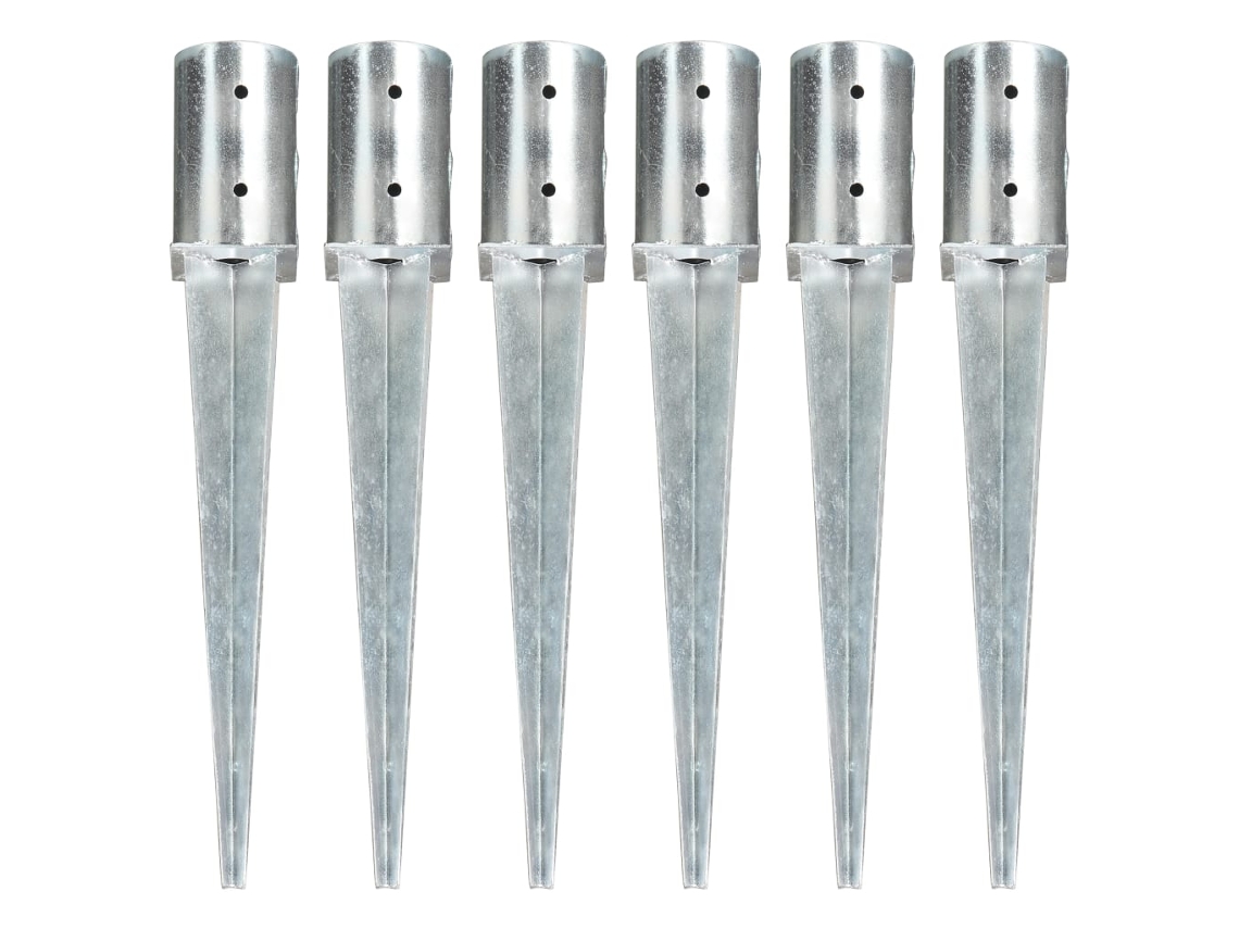 Vidaxl Estacas De Enterrar 6 Pcs 8x61 Cm Aço Galvanizado Prateado
