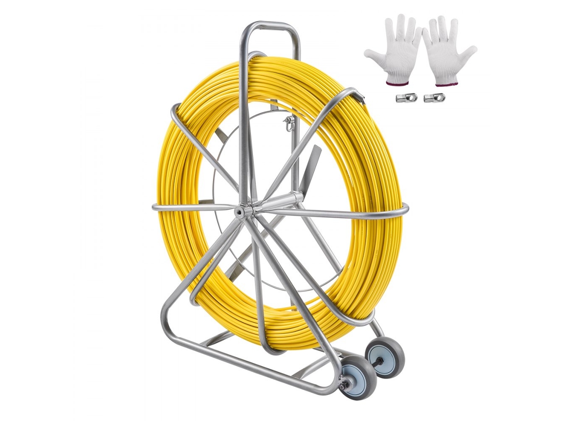 Fita De Fibra De Vidro Para Passagem De Cabos 200m X 7,9mm Com Cabeças Metálicas Tekmaquinas