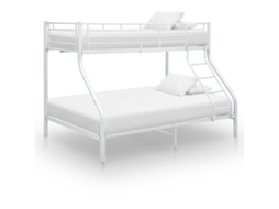 Vidaxl Estrutura De Beliche 140x200/90x200 Cm Metal Branco