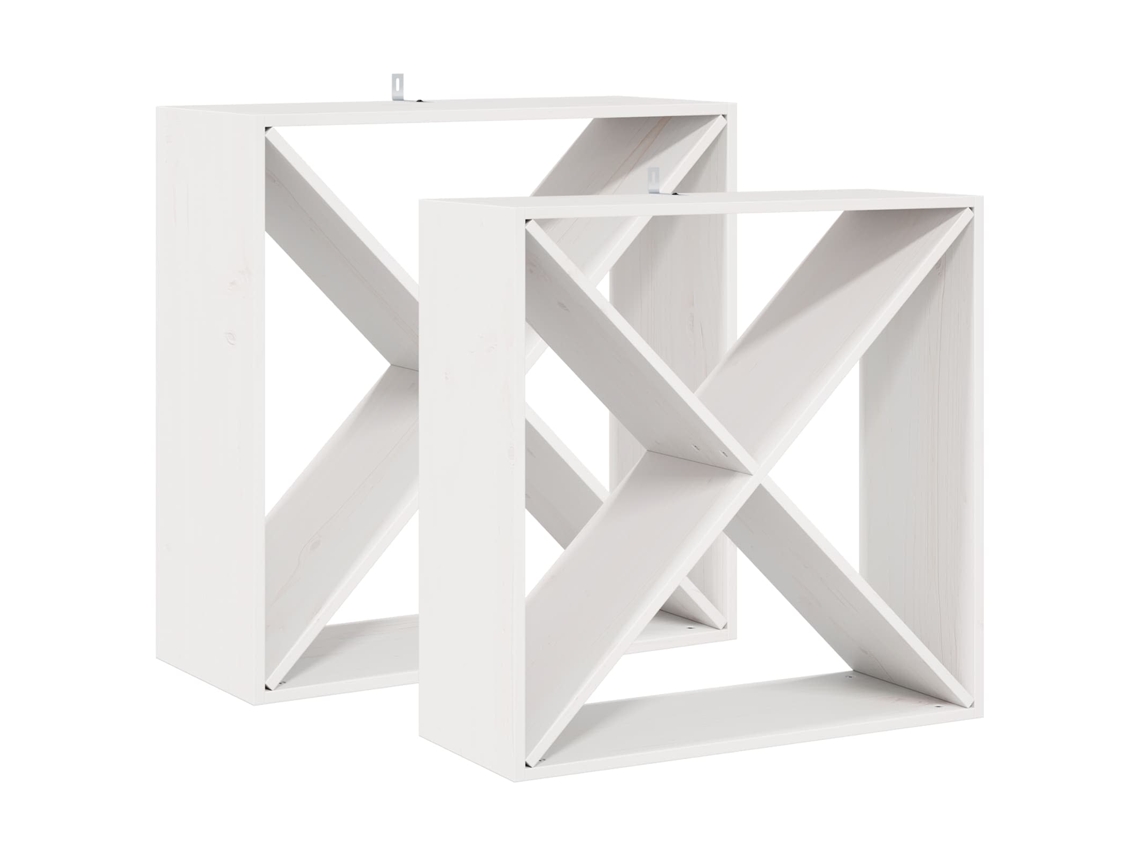 Conjunto 2 Escorredor De Vinho Vidaxl Branco Madeira De Pinho Maciça (62 X 25 X 62 Cm)