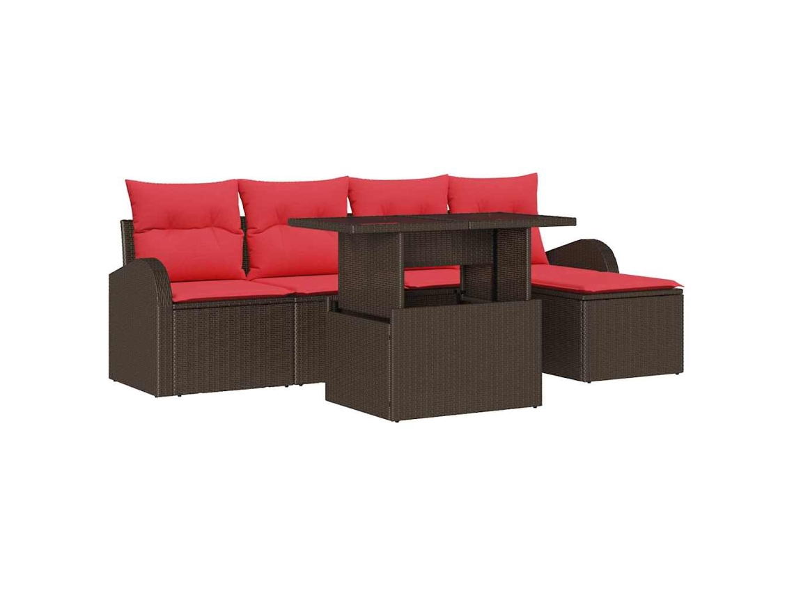 Maison Exclusive - Conjunto De Sofá De Jardim 6 Pcs Castanho Vime Pe