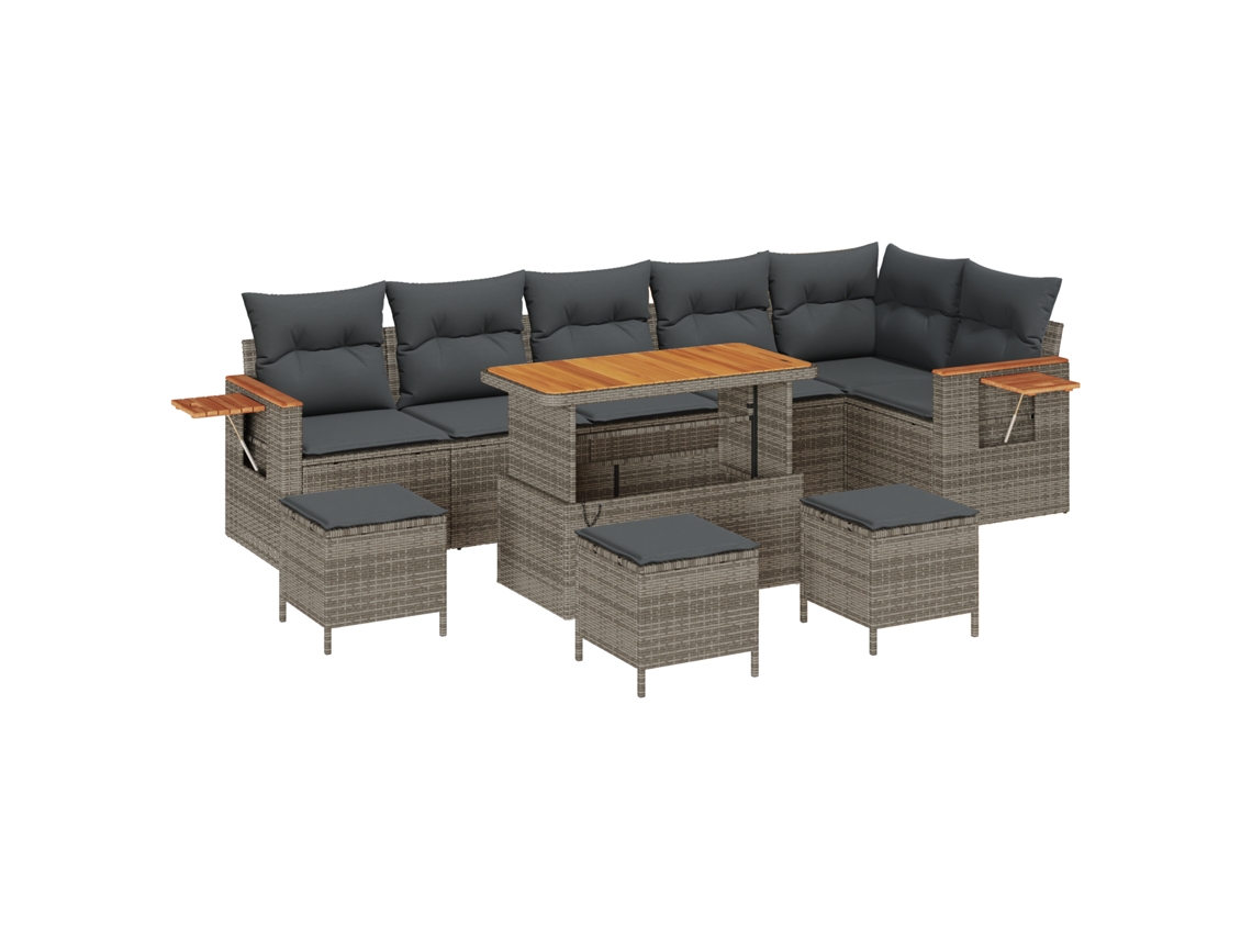 Conjunto 12 Conjunto De Sofá Modular Vidaxl Cinzento Vime Pe (289 X 192 X 85 Cm)