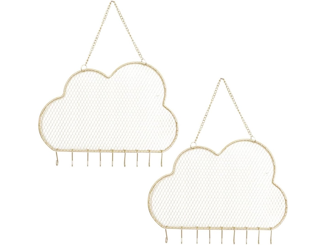 Organizador De Parede De 2 Peças Para Brincos, Suporte Decorativo De Metal Dourado Para Pendurar.