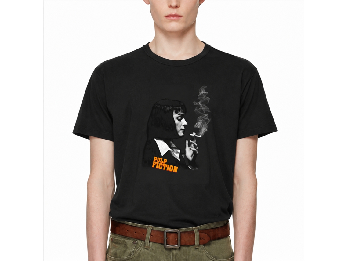 Rockinstone Pulp Fiction Men's T-shirt Mia Side Profile Tee - Black Size:xl
