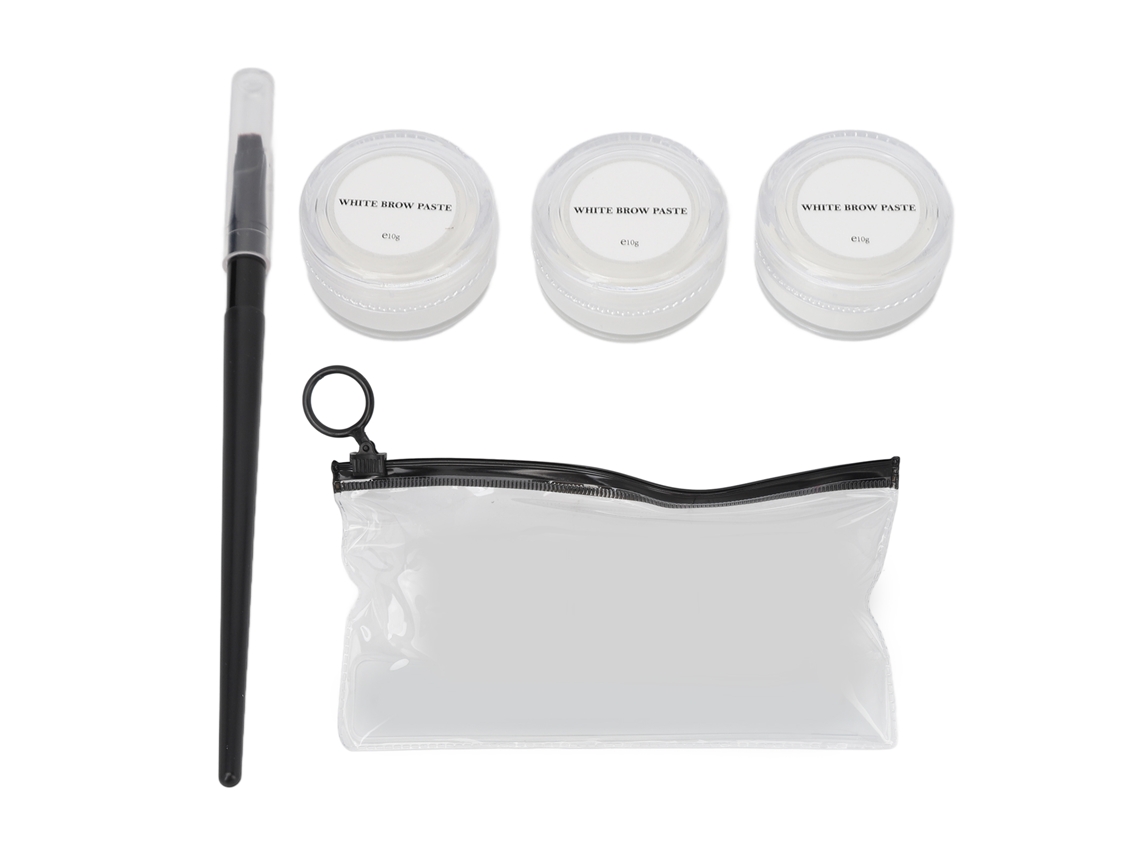 Kit De Pasta Para Mapeamento De Sobrancelhas 3pcs Com Pincel Lavável Linhas Claras Microblading 30g