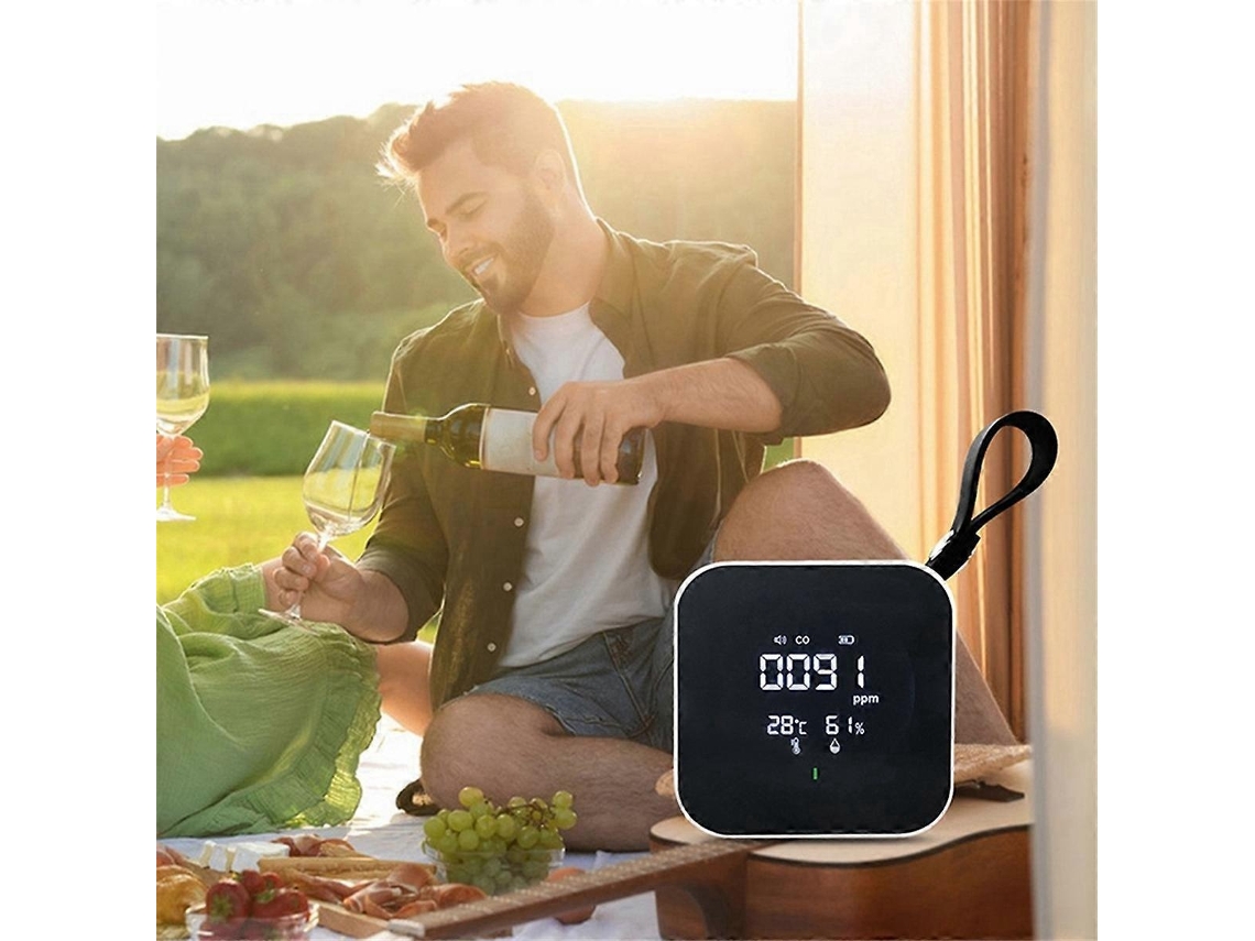 Lurelia Detector De Monóxido De Carbono, Com Visor Led, Alarme Sonoro, Recarregável Usb, Para Casa, Branco