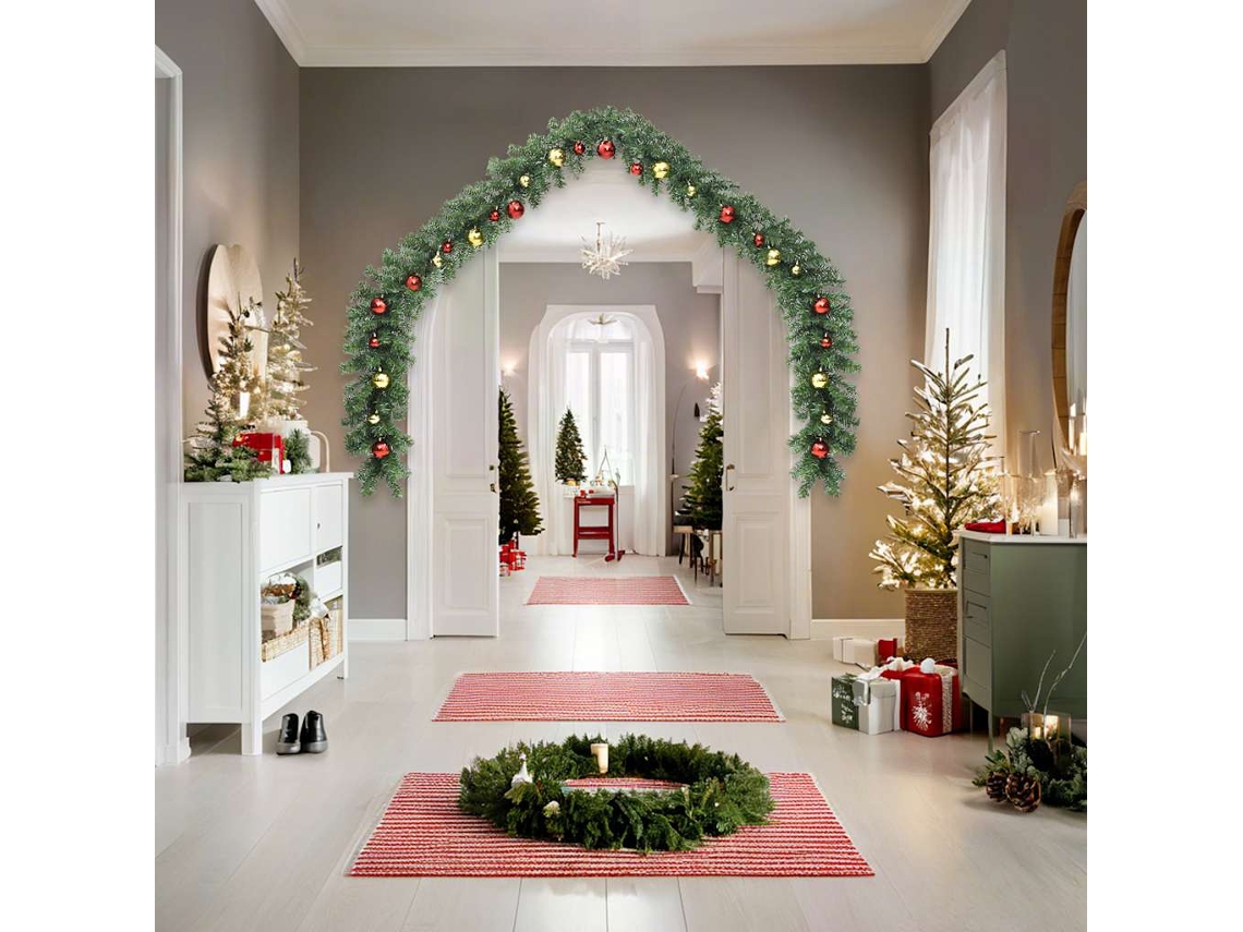 Vidaxl Grinalda De Natal Decorada Com Enfeites E Luzes Led 10 M