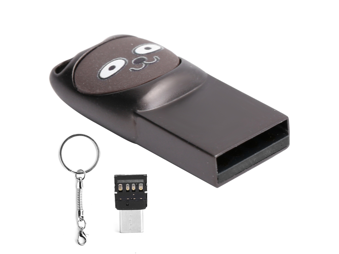 Pen Drive Usb (armazenamento De Dados, Compatível Com Celulares Type-c) Pen Drive Usb Metal Cartoon Criativo Com Sorriso Doce - Cinza Frio 64gb