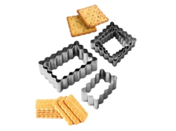 Conjunto 6 Cortadores Mini Bolachas - Moldes Biscoitos - Para Bolachas, Fondant E Bolos - Aço Inoxidável - Prateado