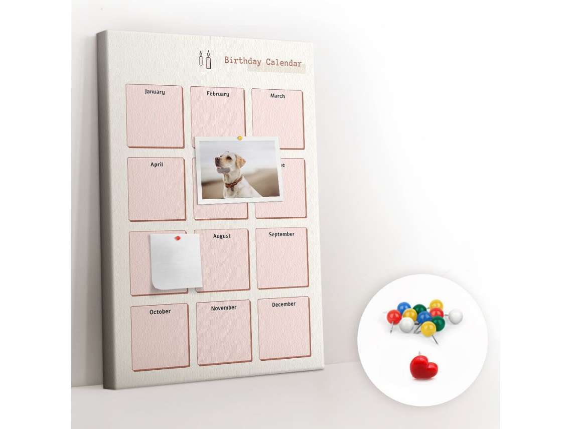 Painel De Cortiça Para Parede Calendário De Aniversários Para O Quarto Das Crianças Espelharte (40x60 Cm)