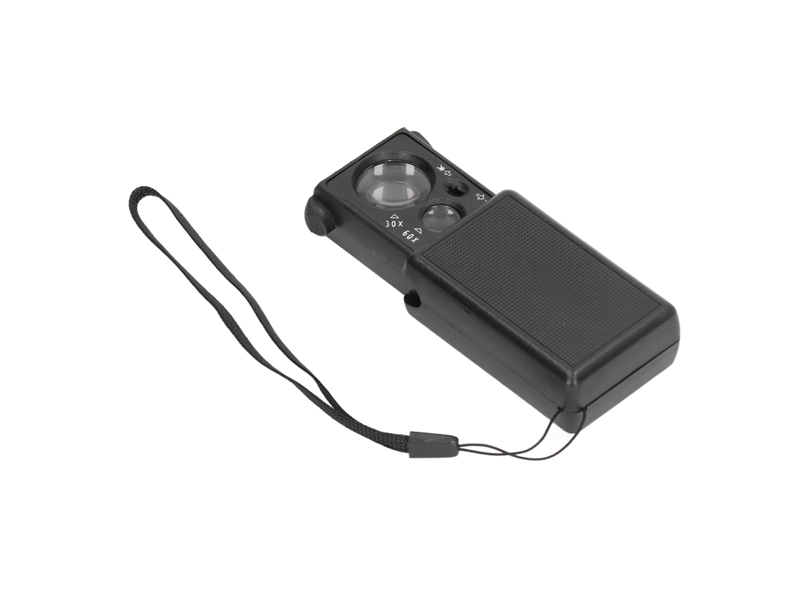 Lupa de Joiro Deslizante 30x 60x Lente de Vidro Óptico com Luz Led Detector de Dinheiro para Valoração