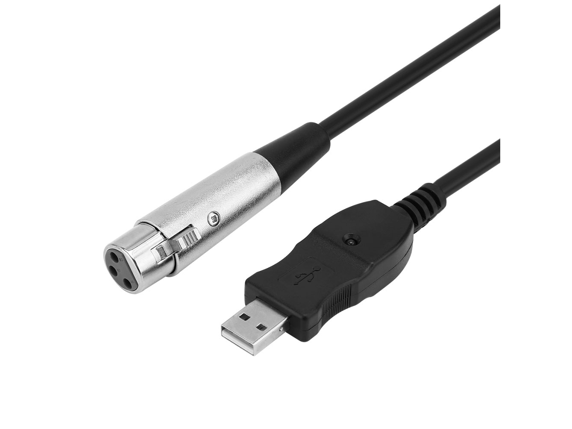 Cabo Adaptador Usb Macho para Xlr Fêmea Microfone de Estúdio Preto AQUAFORGE (f2)