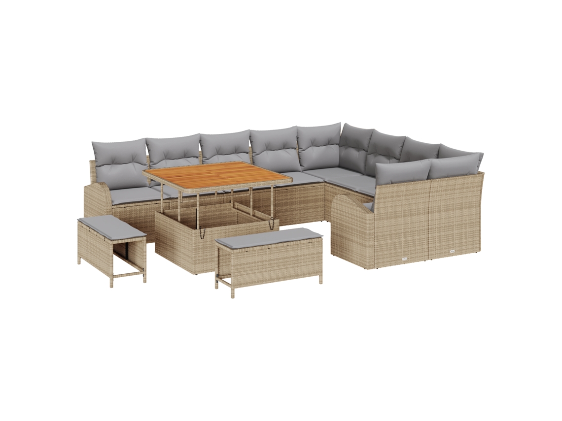 Conjunto 12 Conjunto De Sofá De Jardim Vidaxl Bege Vime Pe (100 X 100 X 71 Cm)