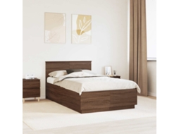Vidaxl Estrutura Da Cama Com Fitas Led Carvalho Marrom 135 X 190 Cm