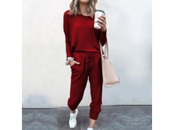 2026 conjunto de Pijama para Mulher de Duas Peças com Bolsos e Corte Solto Ctu M Rojo