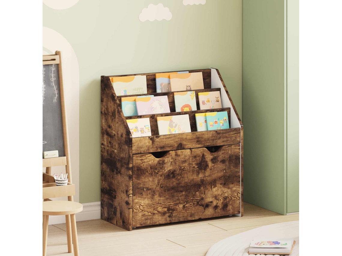 Vidaxl Estante Infantil Com Gaveta Carvalho Defumado 60 X 29,5 X 69 Cm