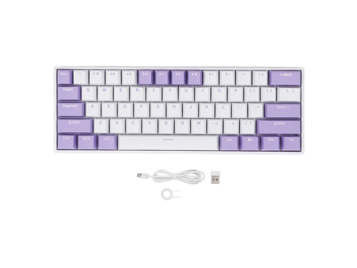 Teclado Mecânico 61 Teclas 60% Sem Fio 2.4g Bluetooth 5.0 Rgb Anti-ghosting Para Jogo E Trabalho Win Android