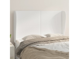 Vidaxl Cabeceira Cama C/ Abas Couro Artificial 147x23x118/128cm Branco