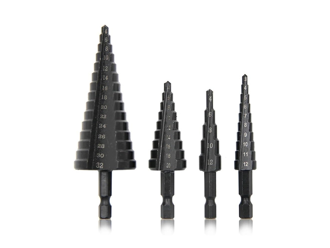 Conjunto De Brocas Escalonadas Com Encaixe Hexagonal Reto, Pretas,