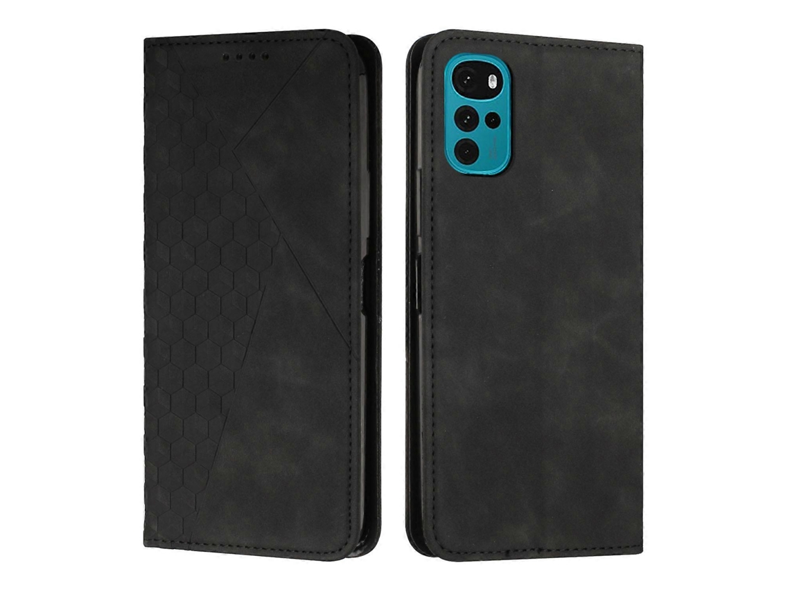 Capa De Celular Motorola Moto G22 Em Couro Sintético Com Textura De Diamante E Revestimento Magnético (marrom)