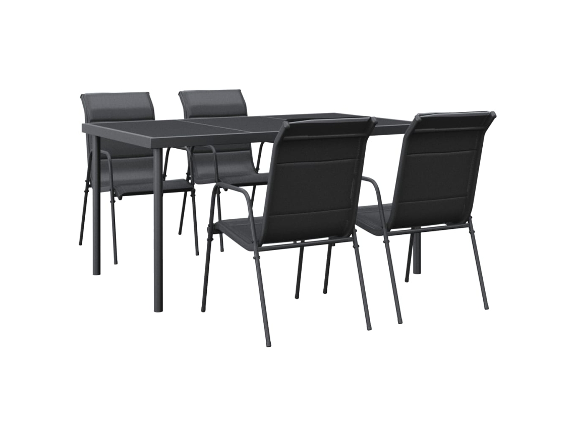 Maison Exclusive - 5 Pcs Conjunto De Jantar Para Jardim Aço E Textilene Preto