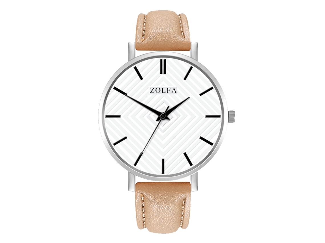 Relógio Feminino de Quartzo com Pulseira de Couro Pu Estilo Simples Zl67 yo (bege)