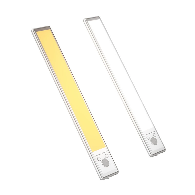 Luz Led Com Sensor Magnética Sem Furo, Recarregável. Fita Para Armário, Ambiente. 24cm Alumínio, 3 Cores - Pacote C/ 1