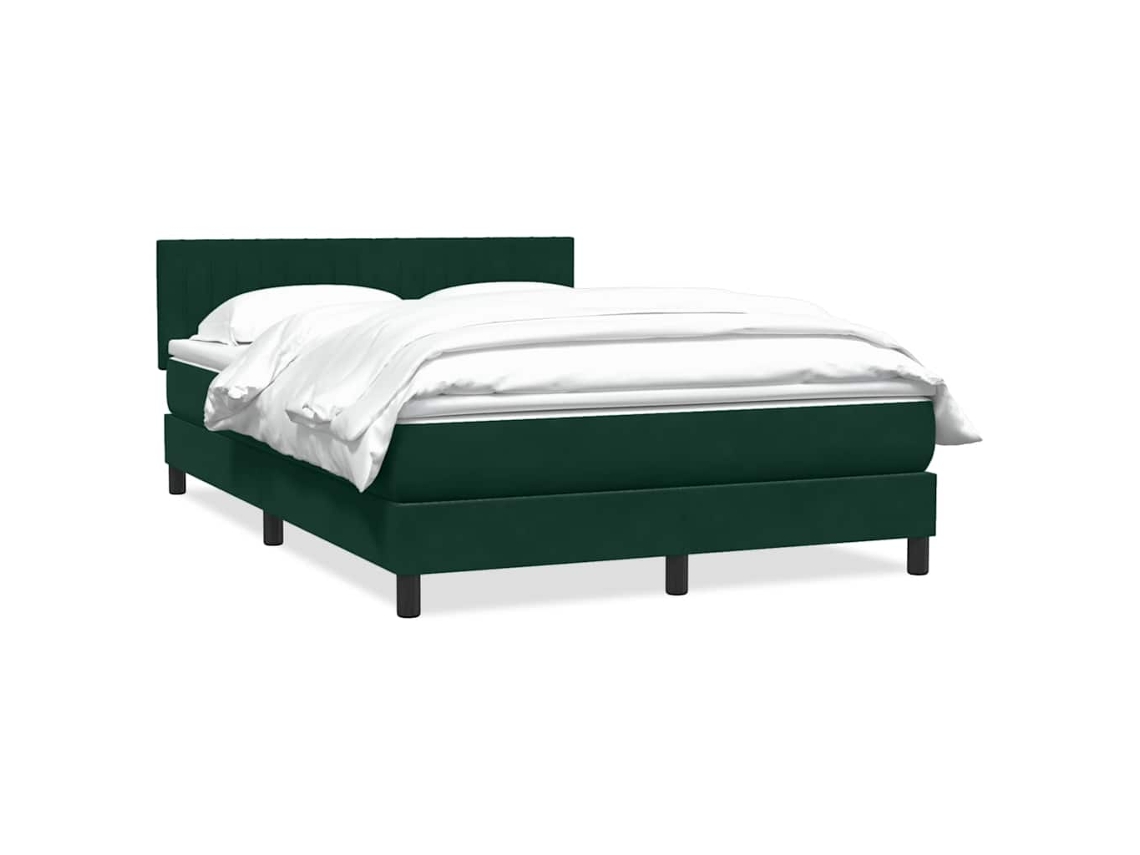 Vidaxl Cama Com Molas/colchão 160x220 Cm Veludo Verde-escuro