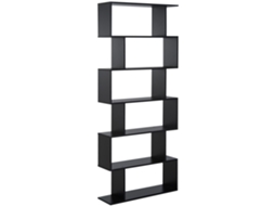 Estante de Madeira de Design Moderno com 6 Prateleiras, 80 × 23 × 192cm Preto Ge