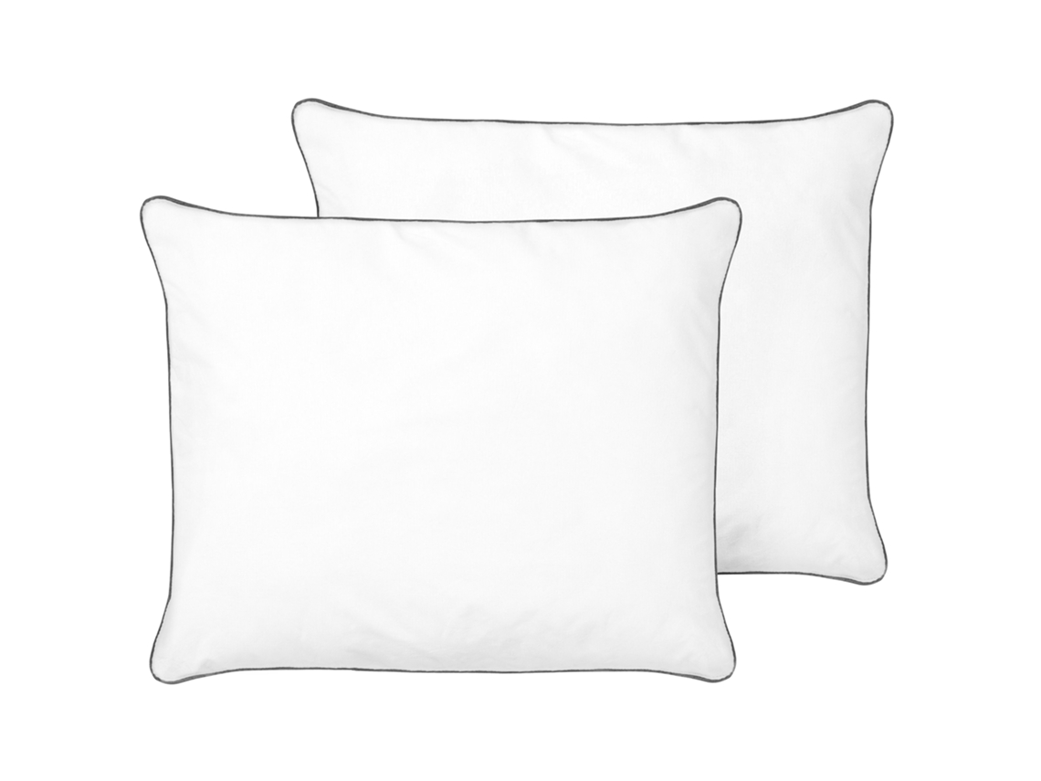 Conjunto De 2 Almofadas De Cama Beliani Pelister De Algodão Japara Branco 60x50x5