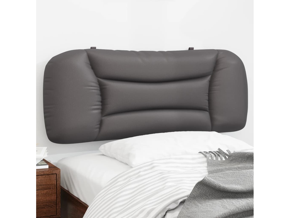 Vidaxl Almofadão De Cabeceira Hvar 100 Cm Couro Artificial Cinzento