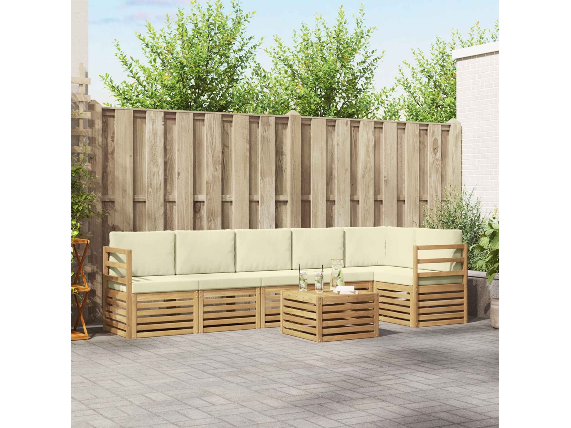 Vidaxl Conjunto De Sofás Para Exterior 7 Unid. Branco E Creme