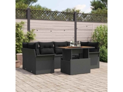 Vidaxl Conjunto de Sofá de Jardim 7 Pcs Preto Rattan Sintético