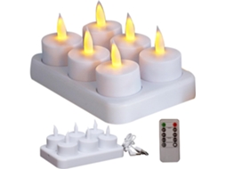 Velas Tealight Sem Chama com Estação de Carregamento, Velas Led com Temporizador e Controle Remoto, Conjunto de 6. ORBITRA COMMERCE