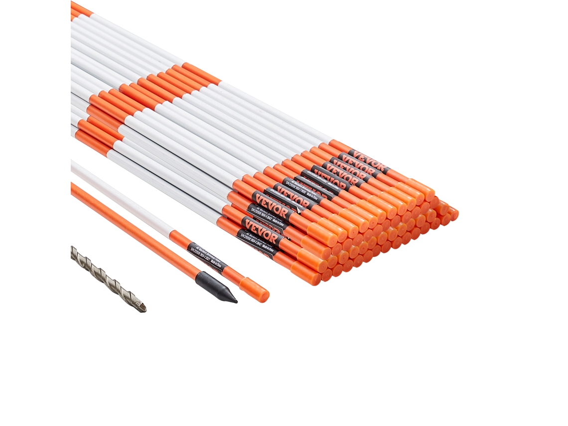 Marcadores de Entrada de Automóveis VEVOR 50 Pcs de 48 Polegadas 0 31 Polegadas de Diâmetro Postes de Fibra de Vidro Laranja