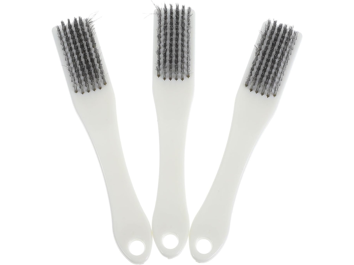 Conjunto De 3 Escovas Arame Nano Stobok Para Limpeza Pequenos Objetos Com Cabo Plástico Portátil, Ideal Para Uso