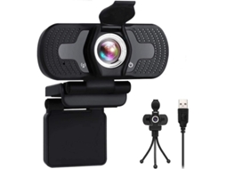 Webcam Full HD 1080p para PC com capa para microfone, compatível com Windows 7/8/10/XP. Ideal para YouTube. Bestvite (preta).